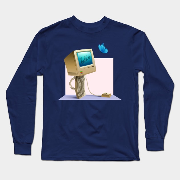 Hello, Mac. Long Sleeve T-Shirt by iwantnoodle